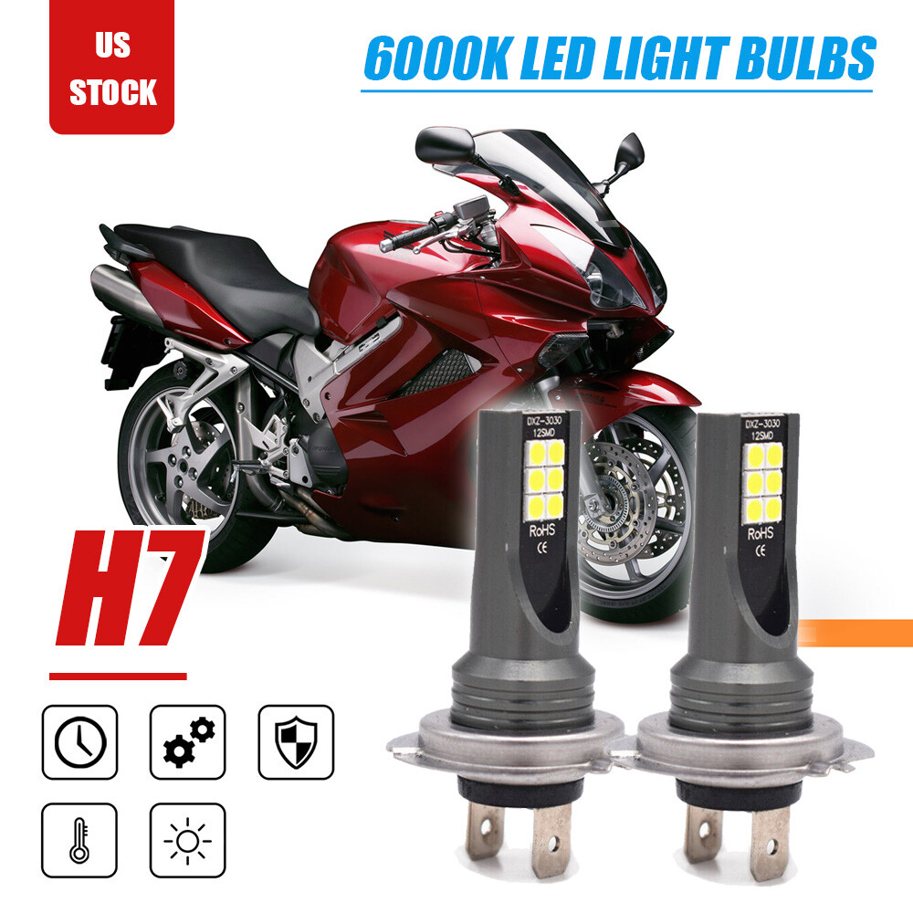 2x H7 LED For Honda Interceptor VFR800 VFR800A ABS 2002-2009
