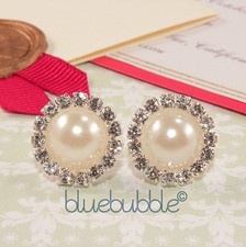 DIAMANTE PEARL EARRINGS VINTAGE WEDDING FAVOUR BRIDE BRIDESMAID PROM SWEET GIFT