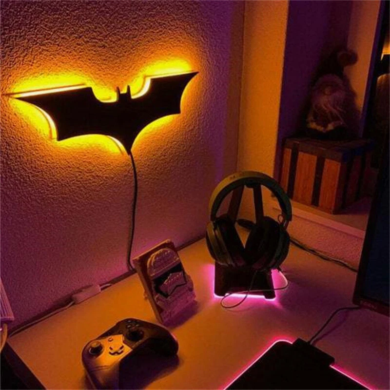 Lámpara de noche LED con logotipo de Batman con control remoto inalámbrico atmósfera dormitorio Foto 4 de 4