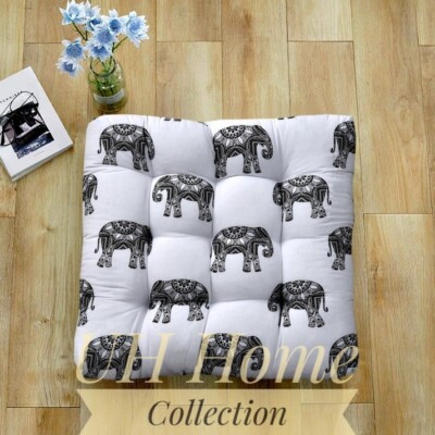 Square Digital Printed Floor Cushion Filled with Ball Fiber 26'' x 26''
