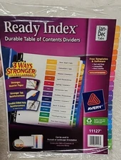 New Avery Ready Index Table of Contents Monthly Dividers, 12-Tab, for 8.5x11"