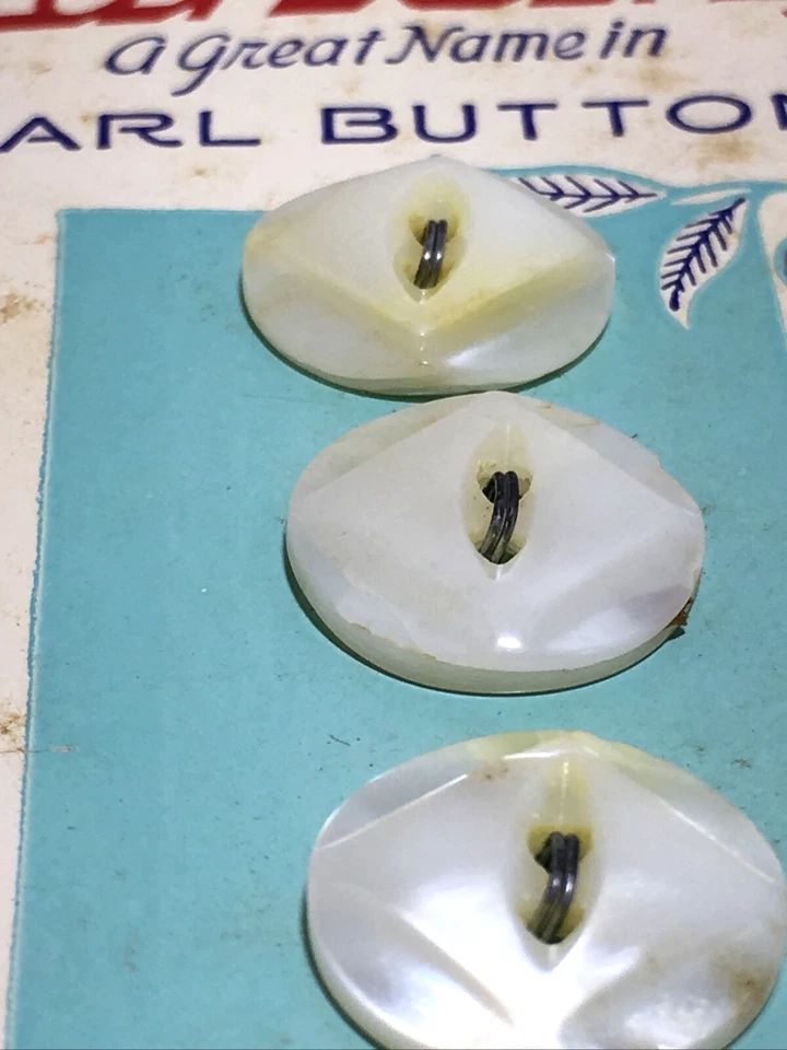 Vintage Lansing Decorative White Pearl Buttons 2 Hole #186 Set of 3 5/8" - Image 2 of 3