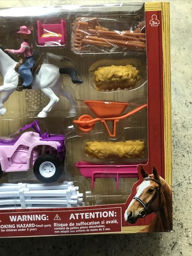 New 2019 NewRay Valley Ranch Horse Farm Playset - Pink 4 Wheeler - Fast Ship! - Picture 11 of 15