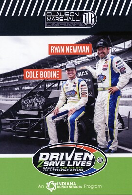 RYAN NEWMAN & COLE BIDINE DRIVEN TO SAVE LIVES MIDGET HERO CARD