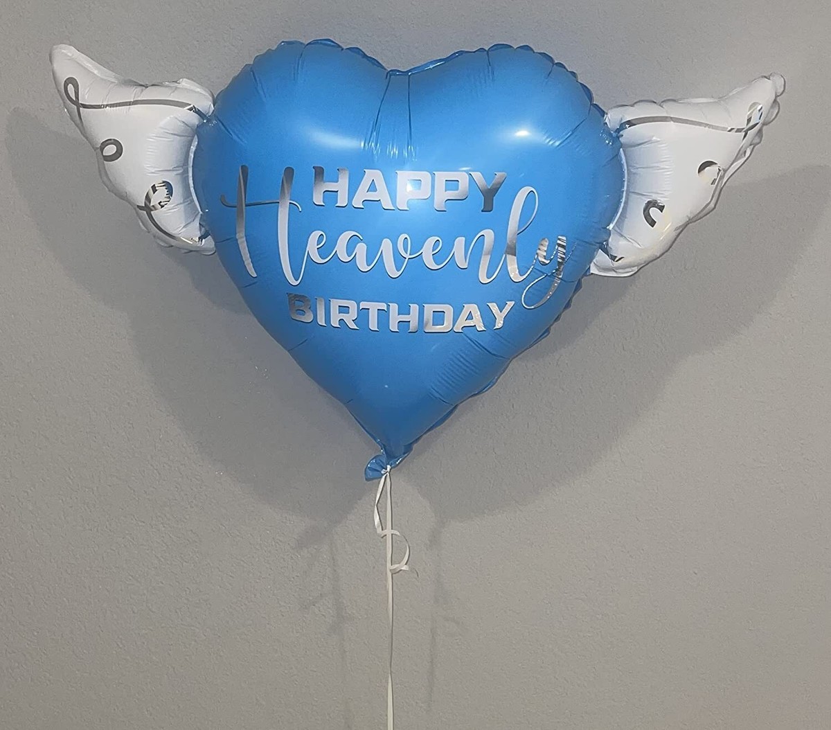 Happy Heavenly Birthday Balloons Heart Shaped with angel