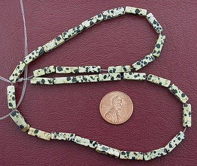 13x4 13mm x 4mm Rectangle Dalmation Jasper Gemstone Beads 15 Inch Strand DJB4