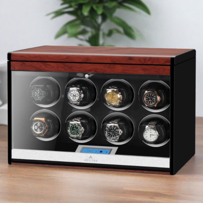 Watch Winder with Extra Storage Wood Veneer Finish by Aevitas