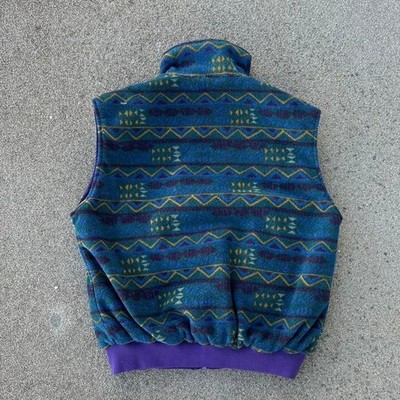 Vintage 90s Columbia Sportswear Aztec Geometric Large Fleece Vest