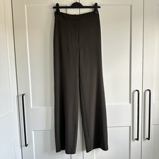 H M Women s Khaki Wide Leg Trousers Stretchy Size 6 Uk Work Smart Floaty