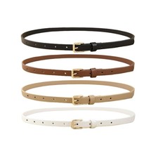 HOTWILL Women Skinny Belts Thin Waist Belt Gold Buckle 0.55" Width 4 Pack