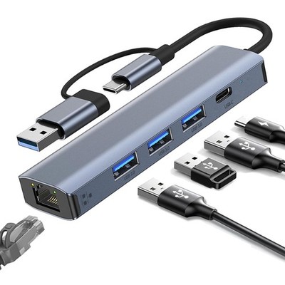 USB Type-C auf Ethernet Adapter Gigabit LAN 1000 Mbit/s USB 3.0 HUB 3 Ports