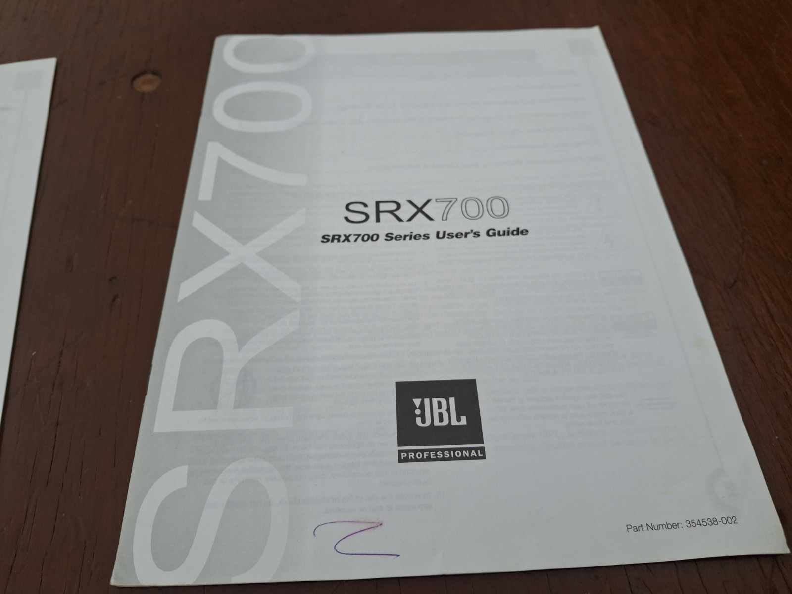 Original JBL SRX700 Series User's Guide 