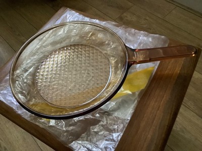 Vintage Corning Vision Ware 10'' Bernstein Bratpfanne Waffelboden Made in France