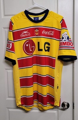 Atletica Morelia 2002 Soccer Auhentic Jersey XL Yellow Red Black Made in México