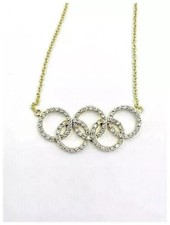 Round Cut Simulated Diamond Olympic Charm Pendant 14K Yellow Gold Plated