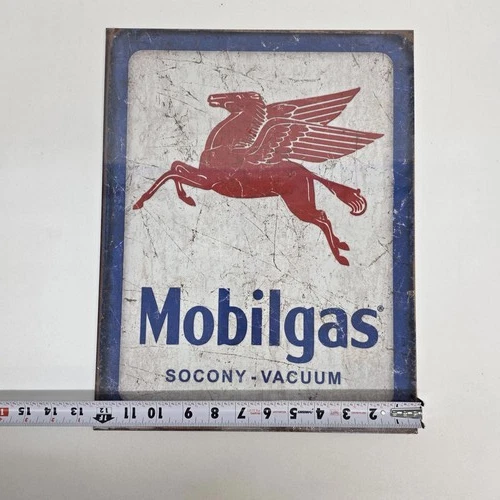 Vintage Mobilgas Pegasus Metal Sign SOCONY Vacuum Gas Oil Ad Collectible