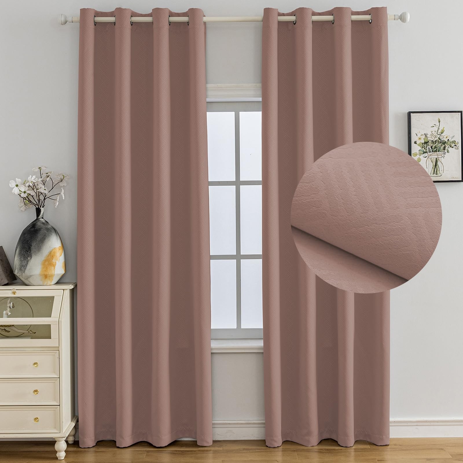 Fini le froid avec ce lot de 2 rideaux occultants isolants 140x145 cm beige en lin