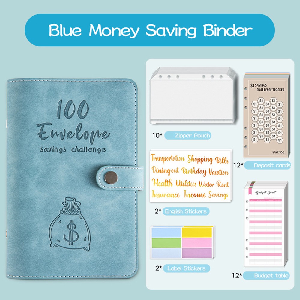 100 Envelopes Money Saving Challenge Stylish Binder For Budgeting Premium