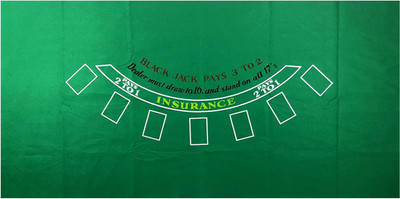 Blackjack Table Top Felt Layout - 36'' X 72'' Rectangle Las Vegas Style Green