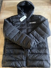 Adidas Terrex Light Down Hooded Jacket Size Medium Black Brand New