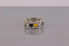 Vtg Gainsboro Sterling Silver Black Yellow Heart High School Band Ring 925 Sz: 7