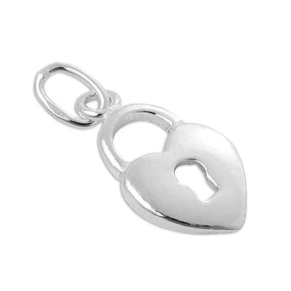 925 Sterlingsilber Herz Schloss Charm AnhäNger-image