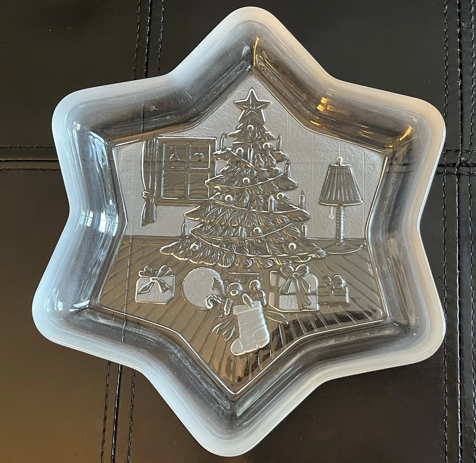 Lote de 3 platos de caramelo de vidrio dulce y estrella de Navidad vintage Mikasa Christmas Star Tree Foto 3 de 4