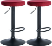 2Er Set Barhocker Ponte Samt Schwarz Rot