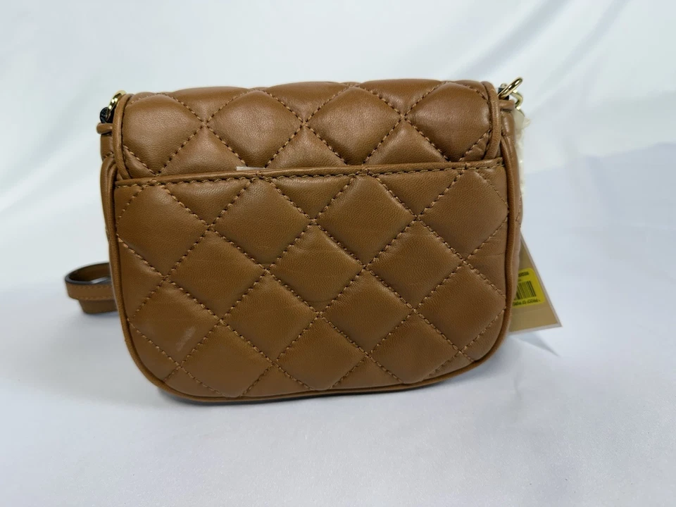 MICHAEL MICHAEL KORS FULTON 绗缝小号斜挎包皮革包 WALNUT/GOLD — 第 3/4 张图片