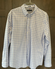 Tommy Hilfiger Slim Fit Mens Shirt Size 17 1/2 34-35 Windowpane Checkerbox Blue