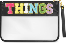 Chenille Letter Bag Cute Clear Zipper Stuff Pouch Portable Multi-purpose PVC and