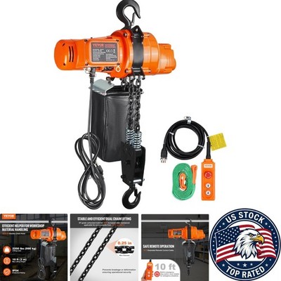 Professional 120V 2200 lbs Overhead Crane with 10 ft Lifting & Emergency Stop