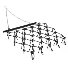 Drag Harrow 4x4 Ft with 4 Ft Chain 3/8'' Tines for ATV UTV Lawn Tractor Leveling