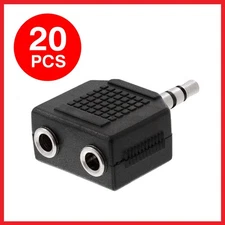 20 Pack 3.5mm Stereo Male to 2 3.5mm Stereo Female Adapter 2-Way Audio Splitter