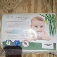 Dry Defender Bamboo Waterproof Hypoallergenic Crib Mattress Pad 28  x 52  x 6  