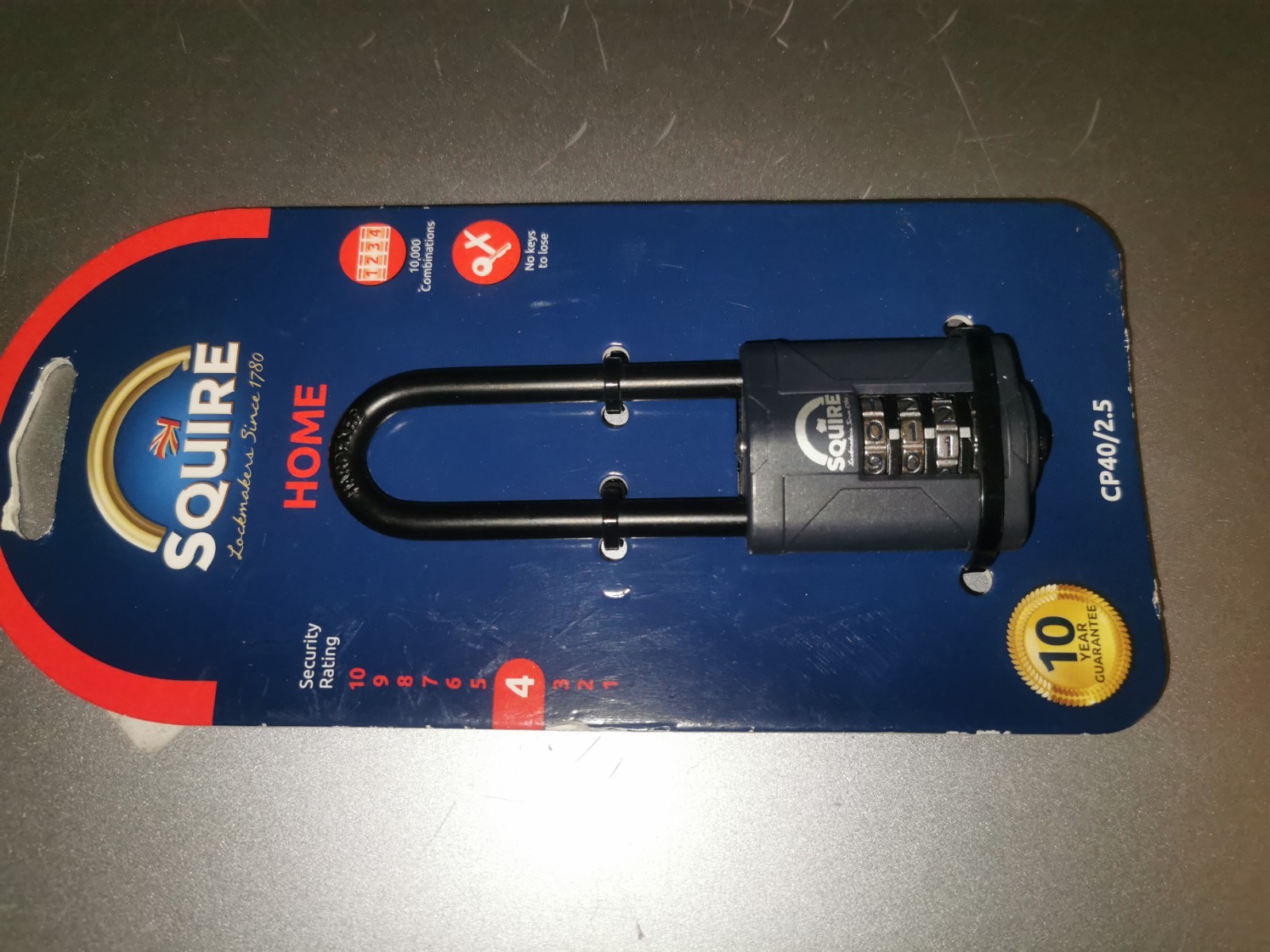 Squire CP40/2.5 40mm Combination Padlock with 63mm Extra Long Shackle
