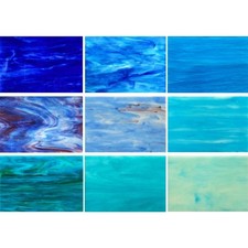 Unique 9-Pack Blue Stained Glass Sheets, 4x6 in for Stunning Mosaic Creations