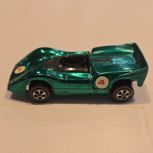 Hot Wheels Redlines McLaren M6A McLaren 1968 Green Diecast Car 1:64 Opening Hood