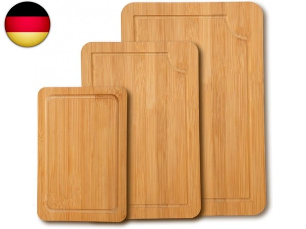 Schneidebrett Holz 3Er Set – Bambus Schneidebrett Mit Saftrille – Umw-image