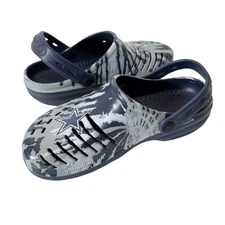Foco Mens Dallas Cowboys NFL Team Logo Tie-Dye Strap Gray Blue Clog Small 7-8