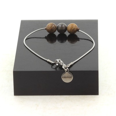 Minerals And Precious Stones. Stainless Steel Bracelet 1 Sapphire Pearl