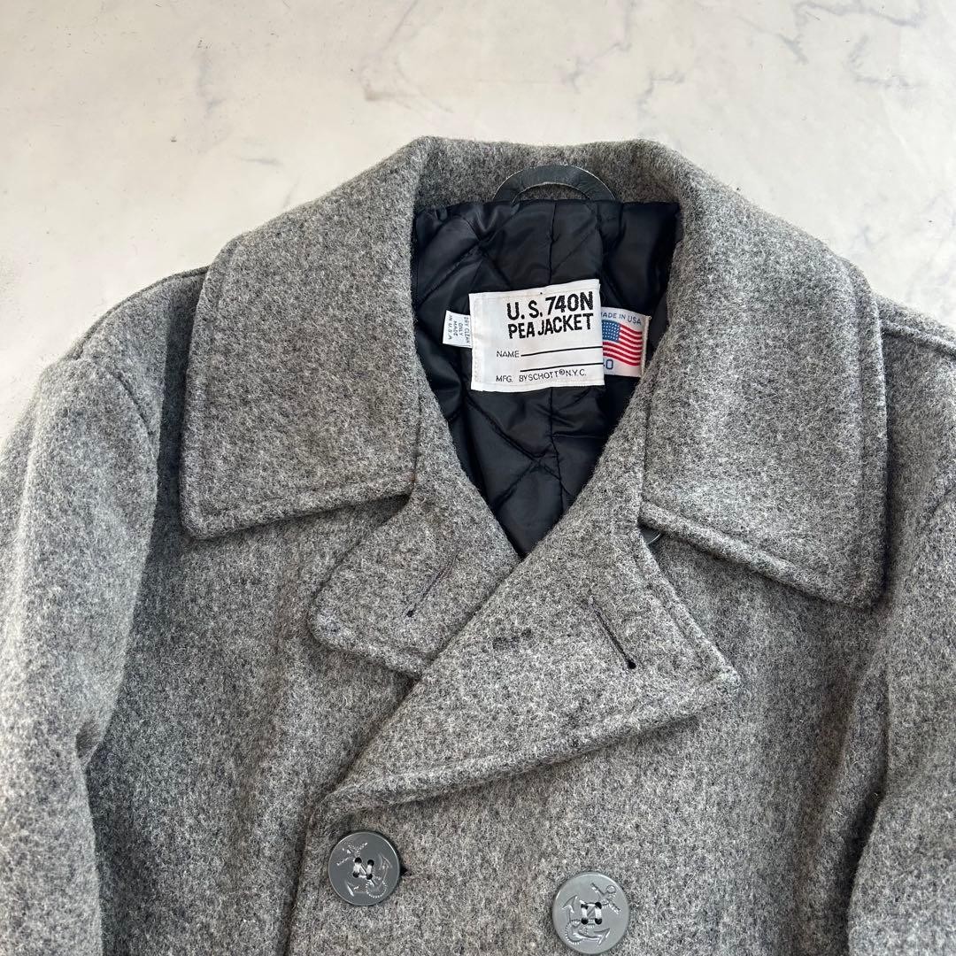 Schott 740 Melton Grey Pea Coat, Size 40 L | eBay