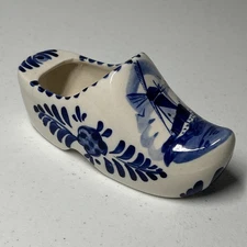 Vintage Delft Blue 5" in Hand Painted Clog Shoe Holland Windmill Flower