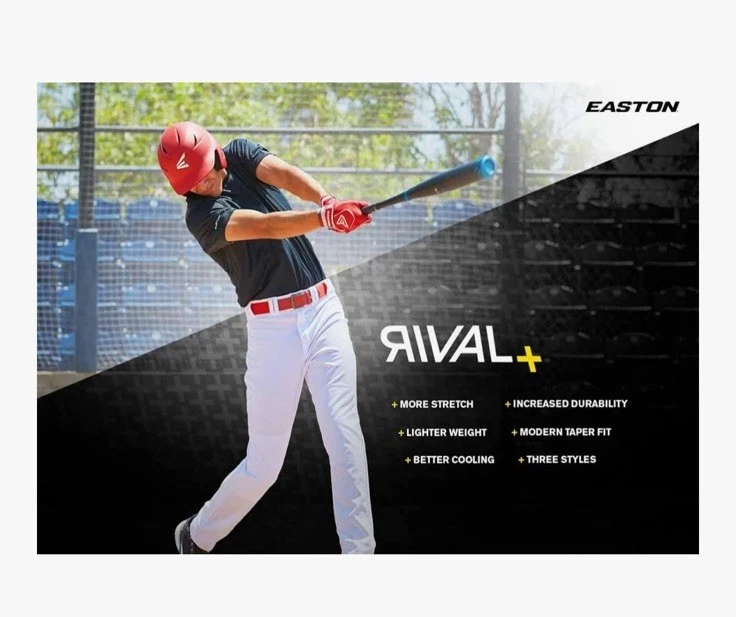 Easton Rivals Plus weiß mit roten Paspeln Jugend volle Länge Baseballhose neu mit Etikett