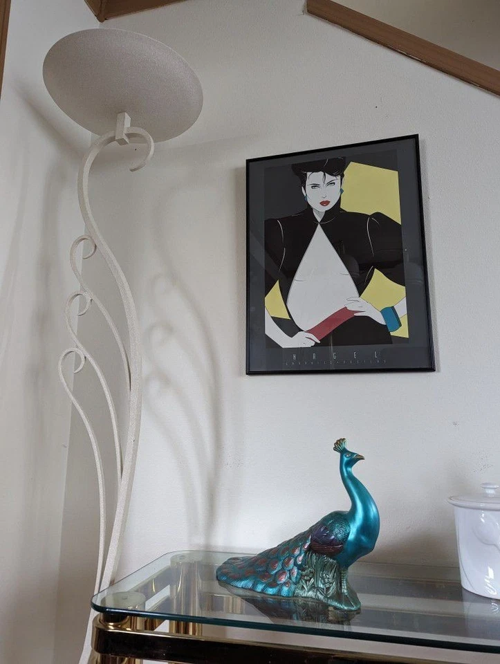 Lámpara de pie de colección posmoderna Art Deco Nouveau Peacock - Cisne circa '92 Foto 4 de 4