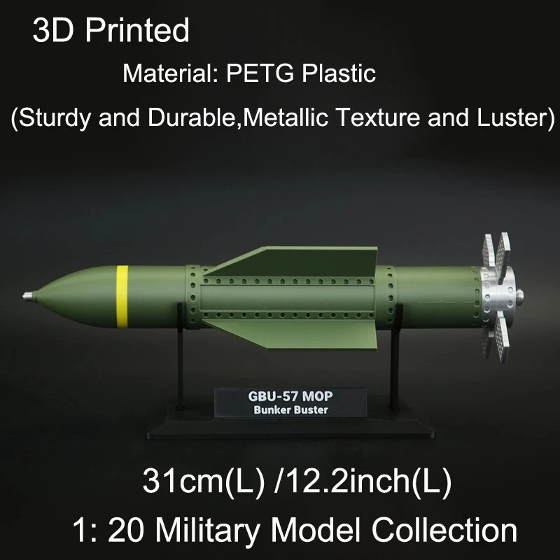Modellino Militare USA GBU-57 MOP 30cm Scala 1:20 Stampa 3D Per Collezionisti - Immagine 2 di 4