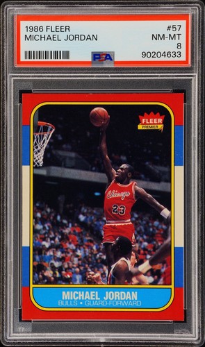 1986 FLEER #57 MICHAEL JORDAN ROOKIE RC PSA 8 NM-MT CLEAN