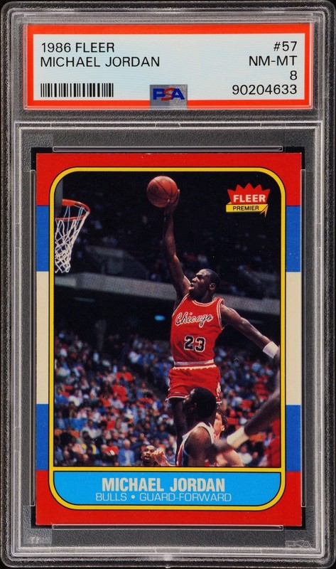 1986 FLEER #57 MICHAEL JORDAN ROOKIE RC PSA 8 NM-MT CLEAN