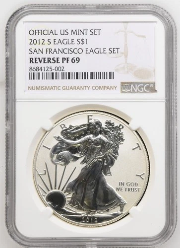 2012 S Reverse Proof American Silver Eagle NGC REVERSE PF69 - A344