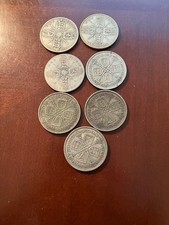 Lot of 7 Great Britain 50% Silver Florins 1921, 22, 23, 29, 33, 35 and 1936